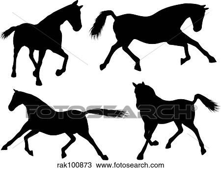 Horse silhouettes View Large Illustration Drawing - Horse silhouettes. Fotosearch