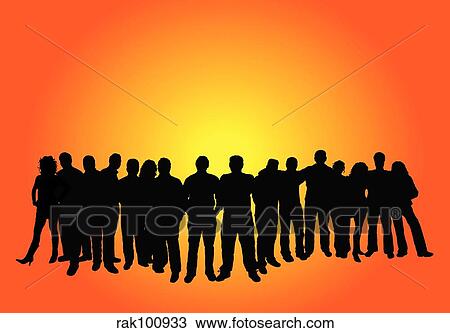Drawing - large group of people. Fotosearch