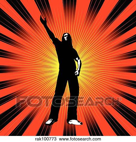 man with arm raised View Large Illustration Drawing - man with arm raised. Fotosearch