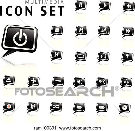 multimedia buttons View Large Illustration Clip Art - multimedia buttons. Fotosearch