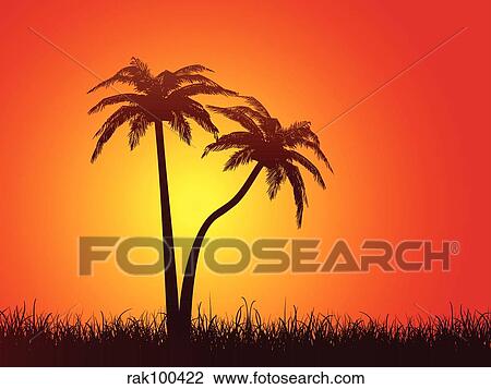 palm trees View Large Illustration Drawing - palm trees. Fotosearch
