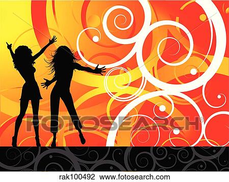 Drawing - Party girls. Fotosearch