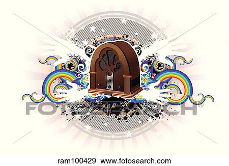 Stock Illustration - radio colorhand. Fotosearch