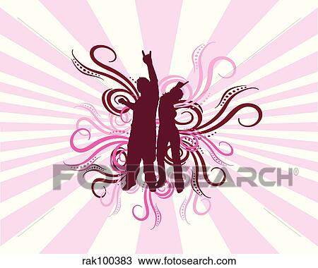 Retro dancers View Large Illustration Drawing - Retro dancers. Fotosearch