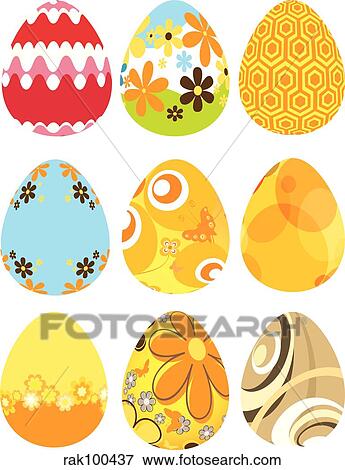 Stock Illustration - Retro easter eggs. Fotosearch