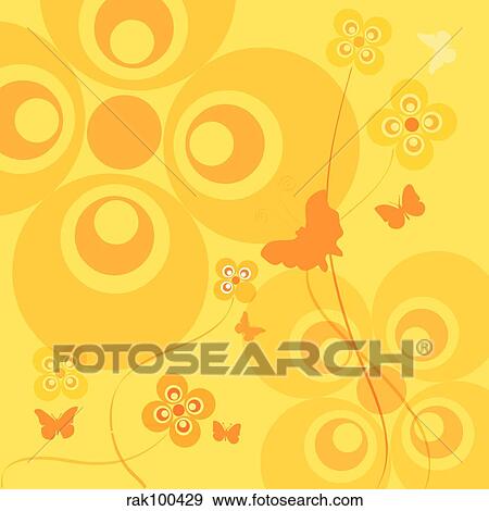 Stock Illustration - retro flower background with butterflies b. Fotosearch