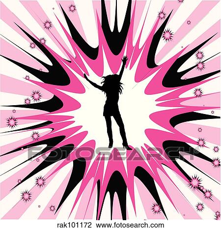 sexy female on starburst View Large Illustration Drawing - sexy female on starburst. Fotosearch