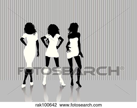 Sexy females View Large Illustration Drawing - Sexy females. Fotosearch