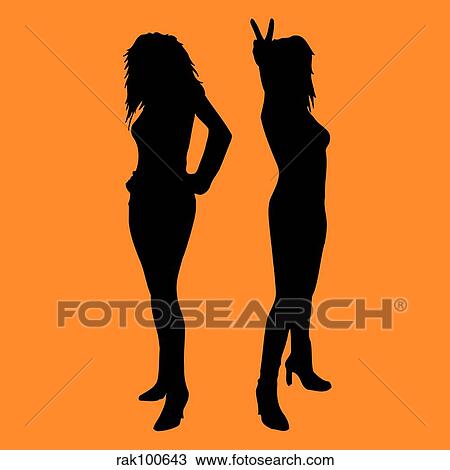 sexy females View Large Illustration Drawing - sexy females. Fotosearch