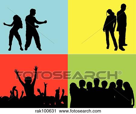 silhouettes View Large Illustration Clip Art - silhouettes. Fotosearch