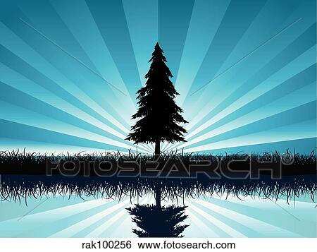 Stock Illustration - solitary fir tree. Fotosearch
