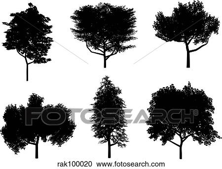 Clipart - tree silhouettes. Fotosearch