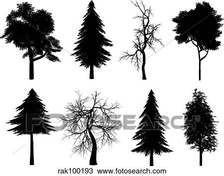 tree silhouettes View Large Illustration Drawing - tree silhouettes. Fotosearch