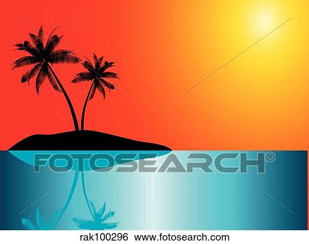 Tropical island View Large Illustration Stock Illustration - Tropical island. Fotosearch