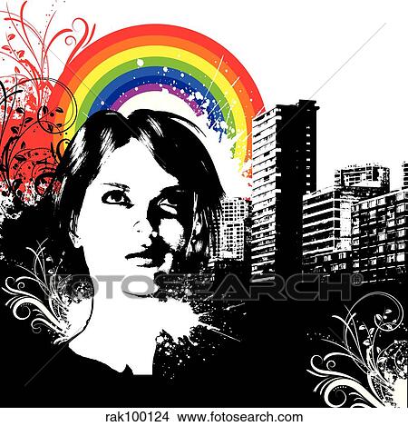 Stock Illustration - urban grunge female. Fotosearch