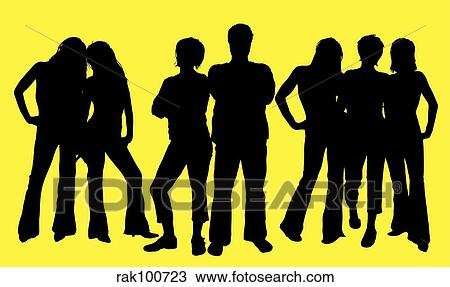 Young people View Large Illustration Drawing - Young people. Fotosearch