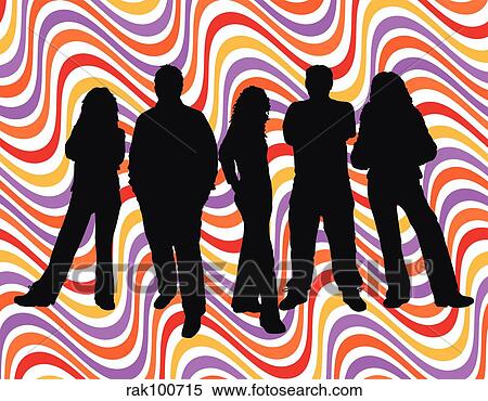 young people on retro background View Large Illustration Stock Illustration - young people on retro background. Fotosearch