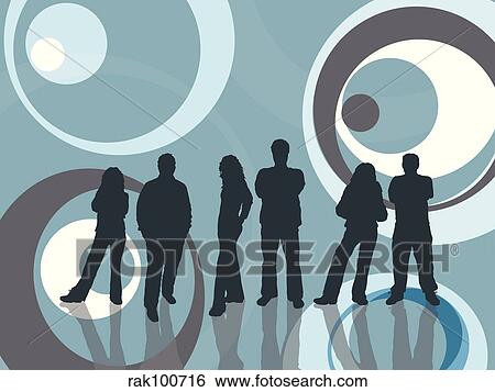Young people on retro background View Large Illustration Stock Illustration - Young people on retro background. Fotosearch