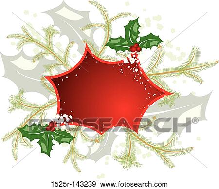 ヤドリギ クリスマス フレーム 要素 ために デザイン ベクトル イラスト 1525r Fotosearch