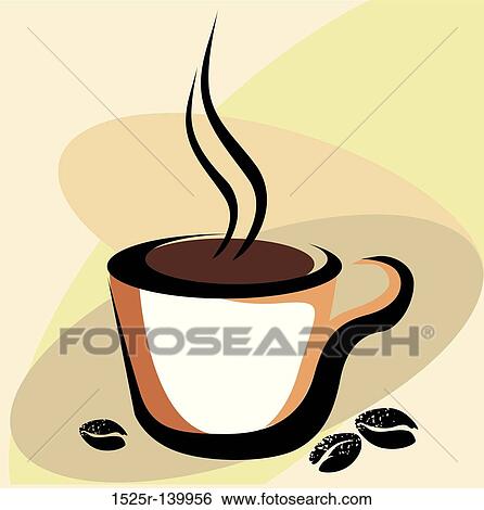 湯気をたてているコーヒー カップ イラスト 1525r Fotosearch