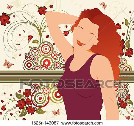 Abstract floral chaos with girl View Large Illustration Stock Illustration - Abstract floral chaos with girl. Fotosearch