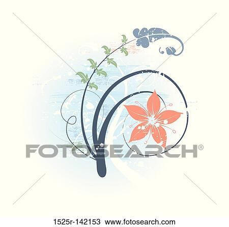 Drawing - Abstract floral. Fotosearch