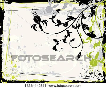 Abstract floral frame View Large Illustration Clip Art - Abstract floral frame. Fotosearch