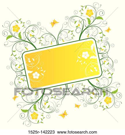 Drawing - Abstract floral frame. Fotosearch