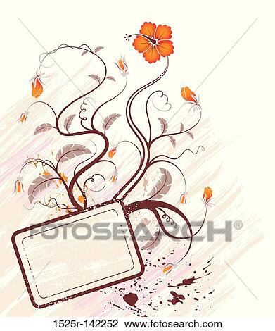 Abstract floral frame View Large Illustration Drawing - Abstract floral frame. Fotosearch