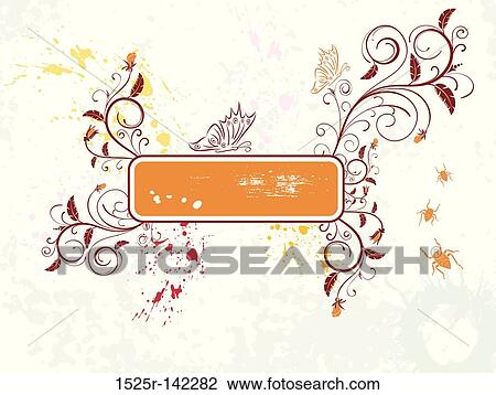 Drawing - Abstract floral frame. Fotosearch
