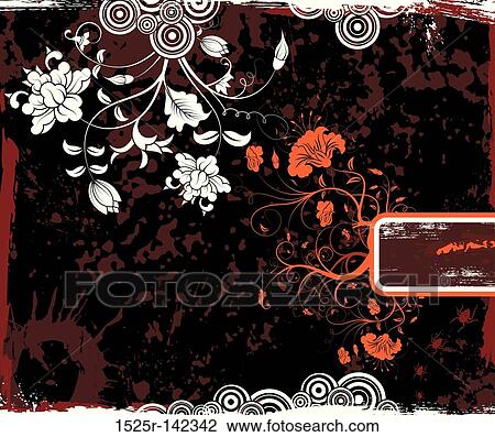 Abstract floral frame View Large Illustration Drawing - Abstract floral frame. Fotosearch