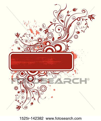 Drawing - Abstract floral frame. Fotosearch