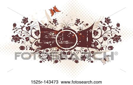 Abstract floral frame View Large Illustration Drawing - Abstract floral frame. Fotosearch