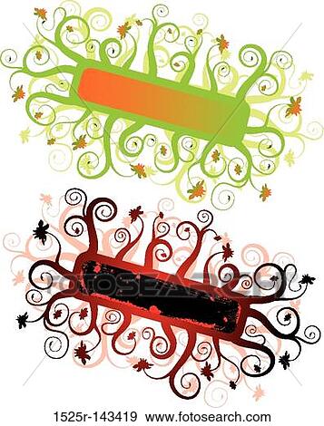 Stock Illustration - Abstract grunge floral frame, elements for design, vector. Fotosearch