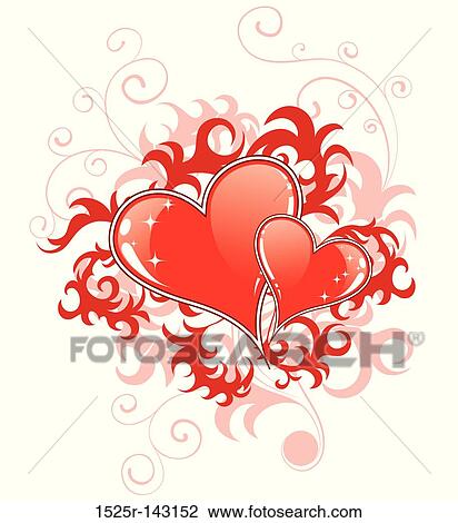 Abstract Valentines Day with hearts and florals View Large Illustration Drawing - Abstract Valentines Day with hearts and florals. Fotosearch