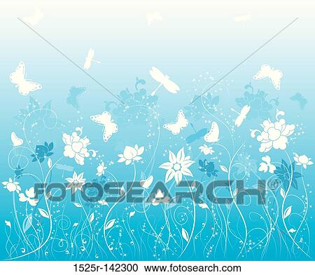 Background flower with butterfly View Large Illustration Clipart - Background flower with butterfly. Fotosearch