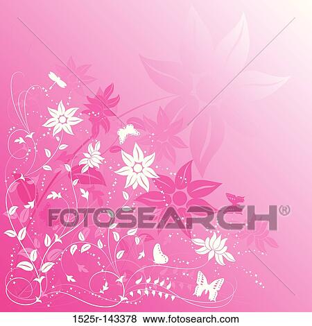 Stock Illustration - Background flower with butterfly. Fotosearch