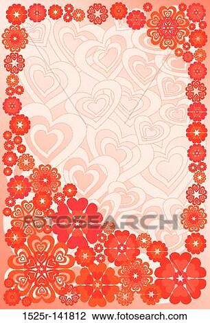 Background with flowers and hearts. Vector View Large Illustration Drawing - Background with flowers and hearts. Vector. Fotosearch