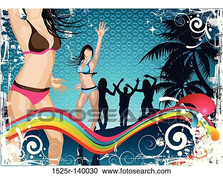 Beach Party Background View Large Illustration Clipart - Beach Party Background. Fotosearch