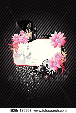 Black Floral background View Large Illustration Drawing - Black Floral background. Fotosearch