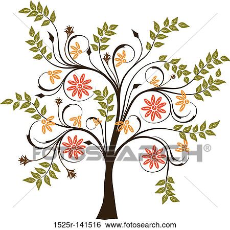Blossoming tree, vector View Large Illustration Stock Illustration - Blossoming tree, vector. Fotosearch