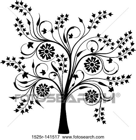Blossoming tree, vector View Large Illustration Stock Illustration - Blossoming tree, vector. Fotosearch
