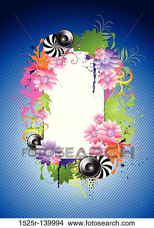 Blue Floral Elements View Large Illustration Stock Illustration - Blue Floral Elements. Fotosearch