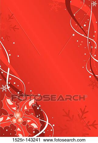 Clip Art - Christmas background with mistletoe and snowflakes, vector. Fotosearch