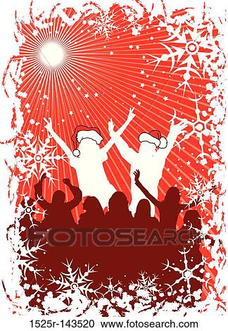 Clipart - Christmas background with silhouettes, vector. Fotosearch