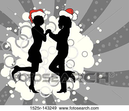 Stock Illustration - Christmas background with silhouettes, vector. Fotosearch