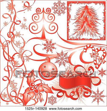 Christmas elements for design, vector View Large Illustration Stock Illustration - Christmas elements for design, vector. Fotosearch