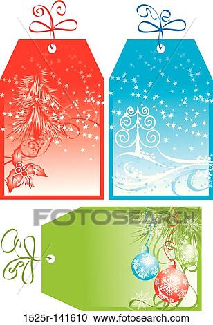 Christmas gift tags, vector View Large Illustration Clipart - Christmas gift tags, vector. Fotosearch