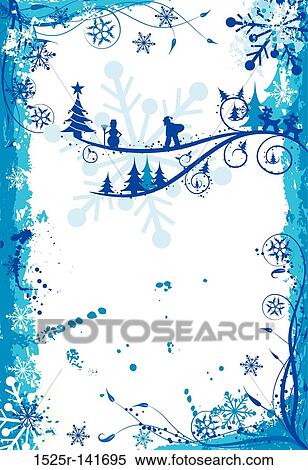 Christmas grunge floral frame, vector View Large Illustration Stock Illustration - Christmas grunge floral frame, vector. Fotosearch