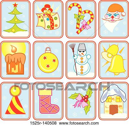 Christmas icons, vector View Large Illustration Stock Illustration - Christmas icons, vector. Fotosearch